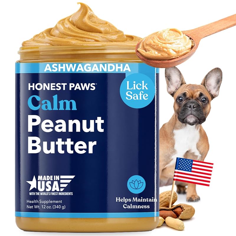 Suplemento para cães em pasta de pasta de amendoim com Ashwagandha, raiz de valeriana e L-Triptofano Honest Paws, 340 g