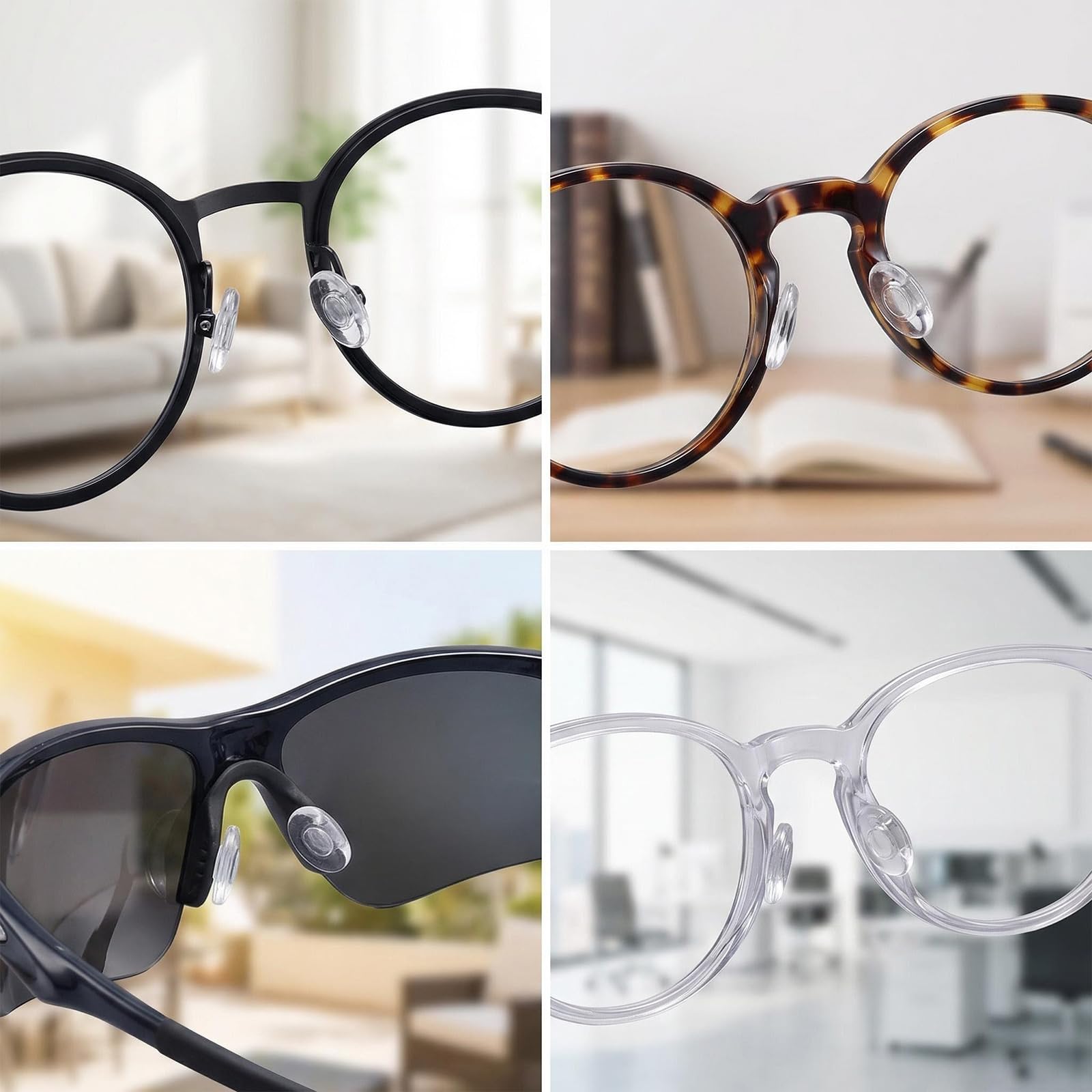 10 Pares de Almohadillas para Gafas Nariz, Almohadillas Nariz Gafas Silicona Suave Transparente, Antideslizantes para Insertar en Gafas y Gafas de Sol — view 6