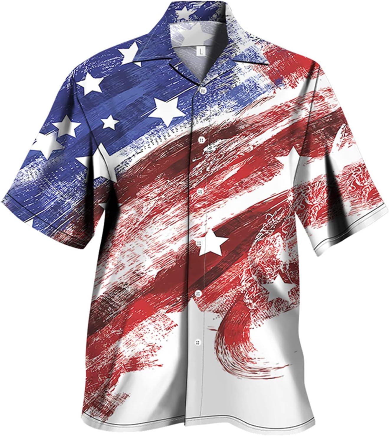 URVIPHawaiian Shirts for Men Short Sleeve Aloha Beach Shirt The American Flag Printed Summer Casual Button Down Shirts