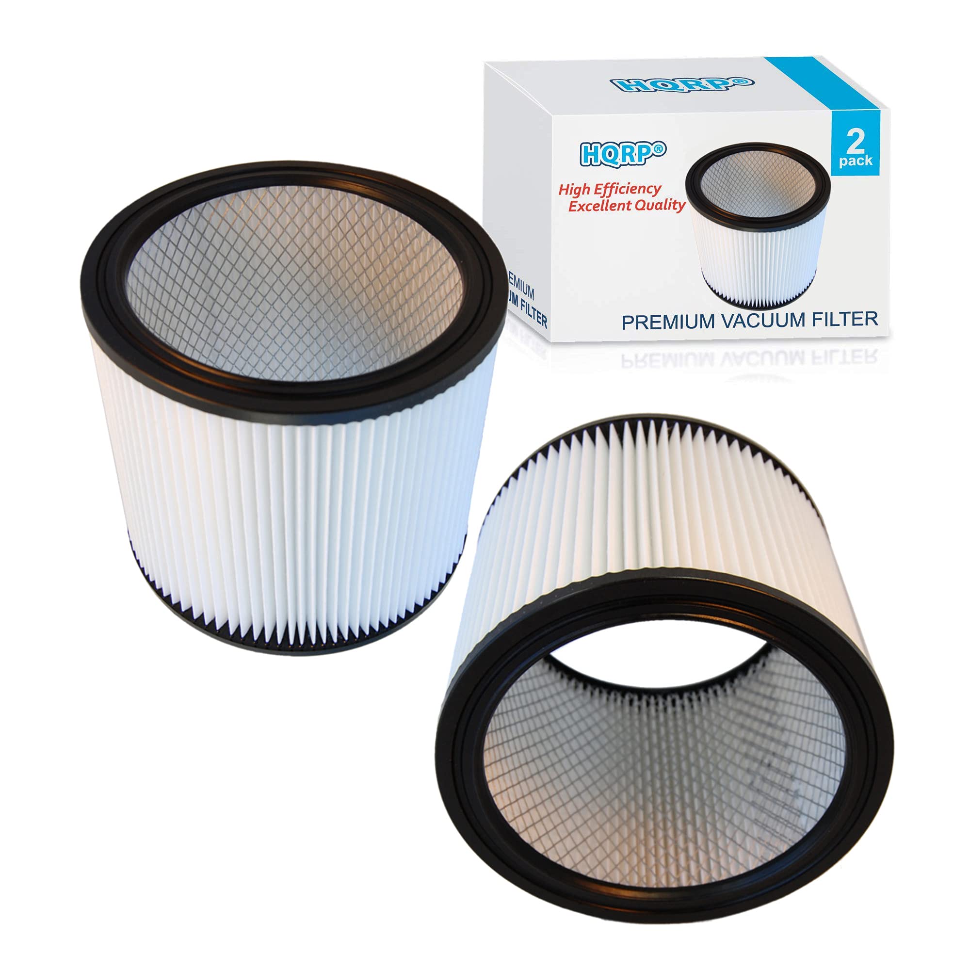 HQRP Cartridge Filter 2-Pack compatible with Shop-Vac SL16-575A SS11-450 SS12-300A SS14-350A SS14-550A SS14-600C Vacuum Cleaner