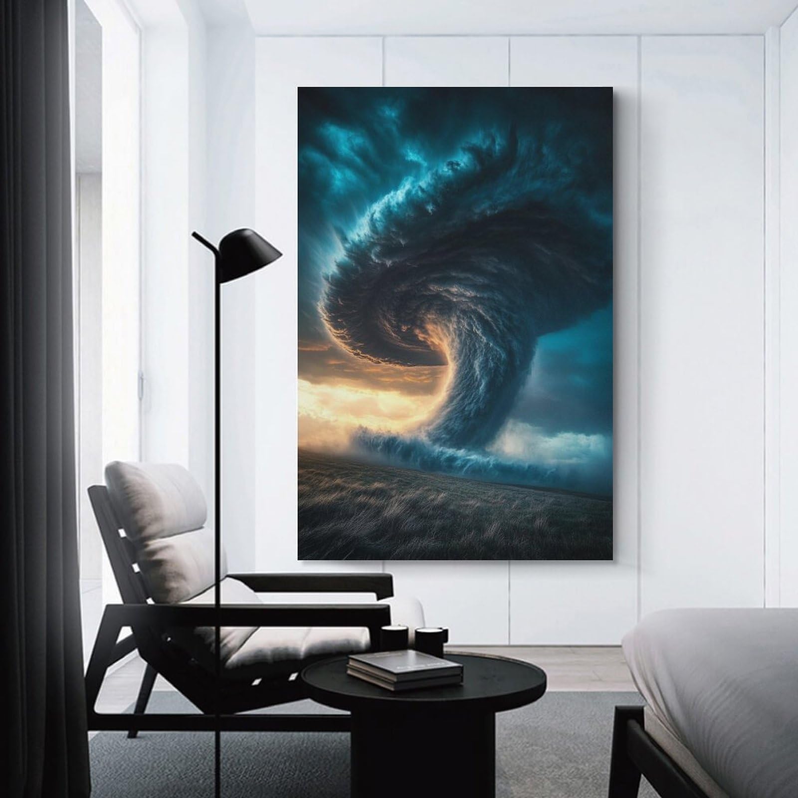 Junmoney Tornado Approaching Wall Art Print, 24x36inch(60x90cm), for Corridors, Hallways Or Apartment Entries, Wall Decor to Refresh Empty Corners