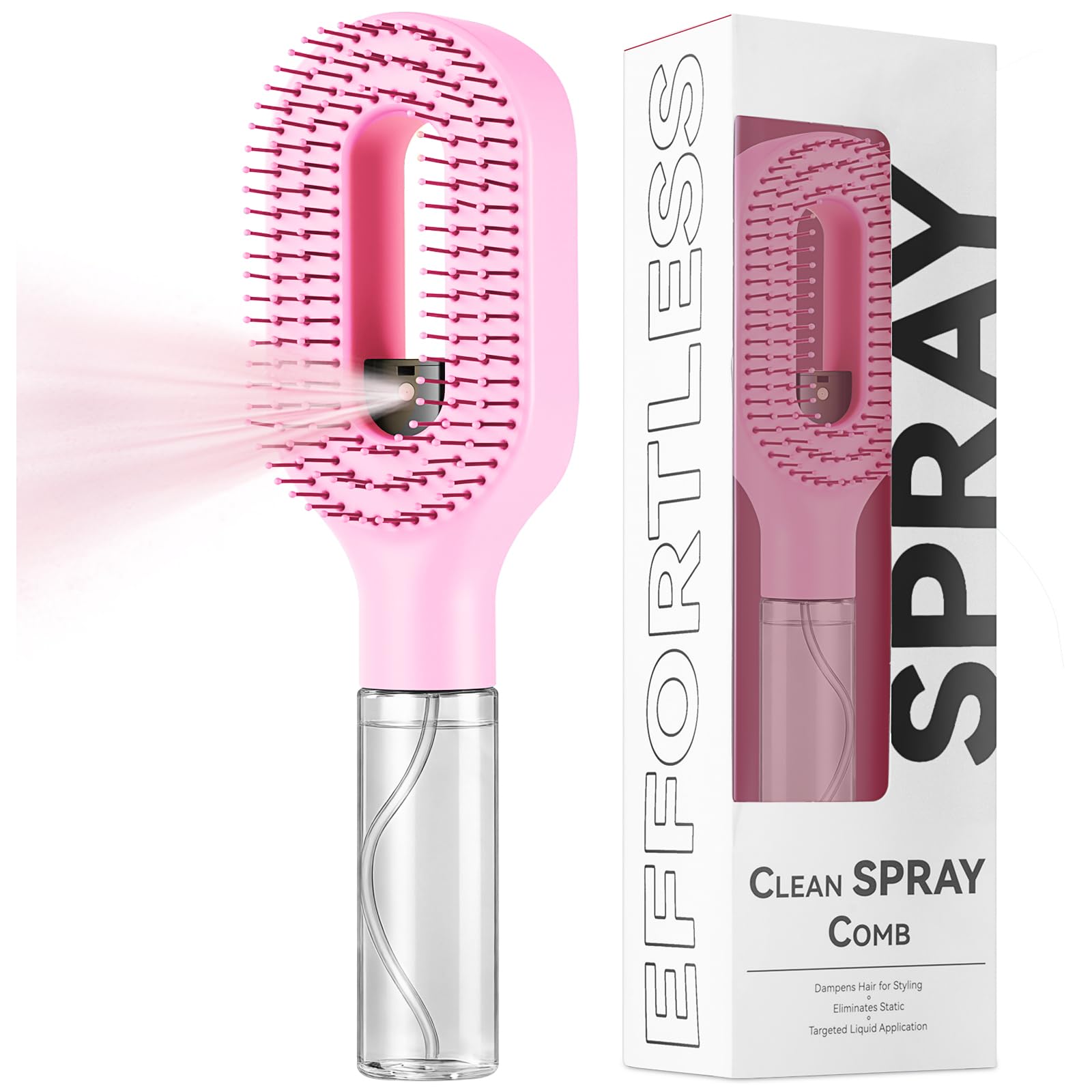 Hairbrush Mister - Hair Mist Sprayer Brush, 2 in 1 Portable Hair