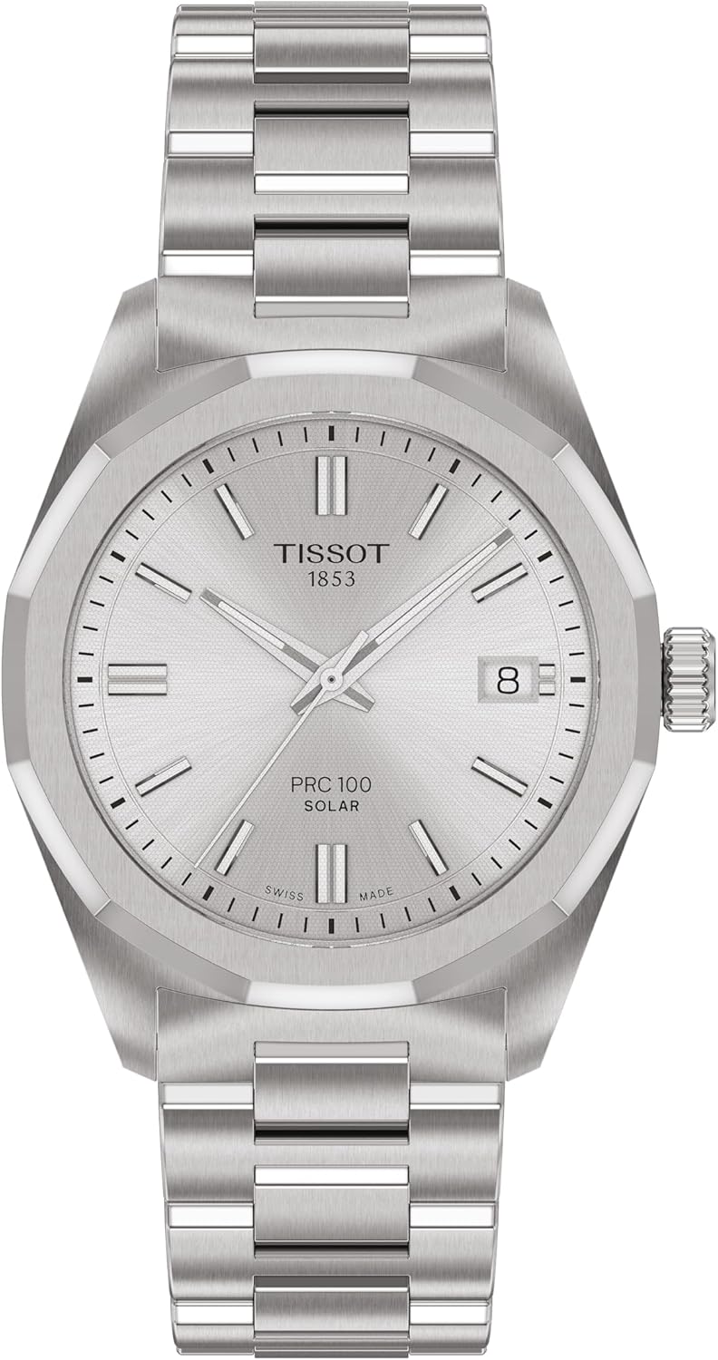 Tissot PRC 100 Solar, Silver Dial, 34mm Watch for Women,