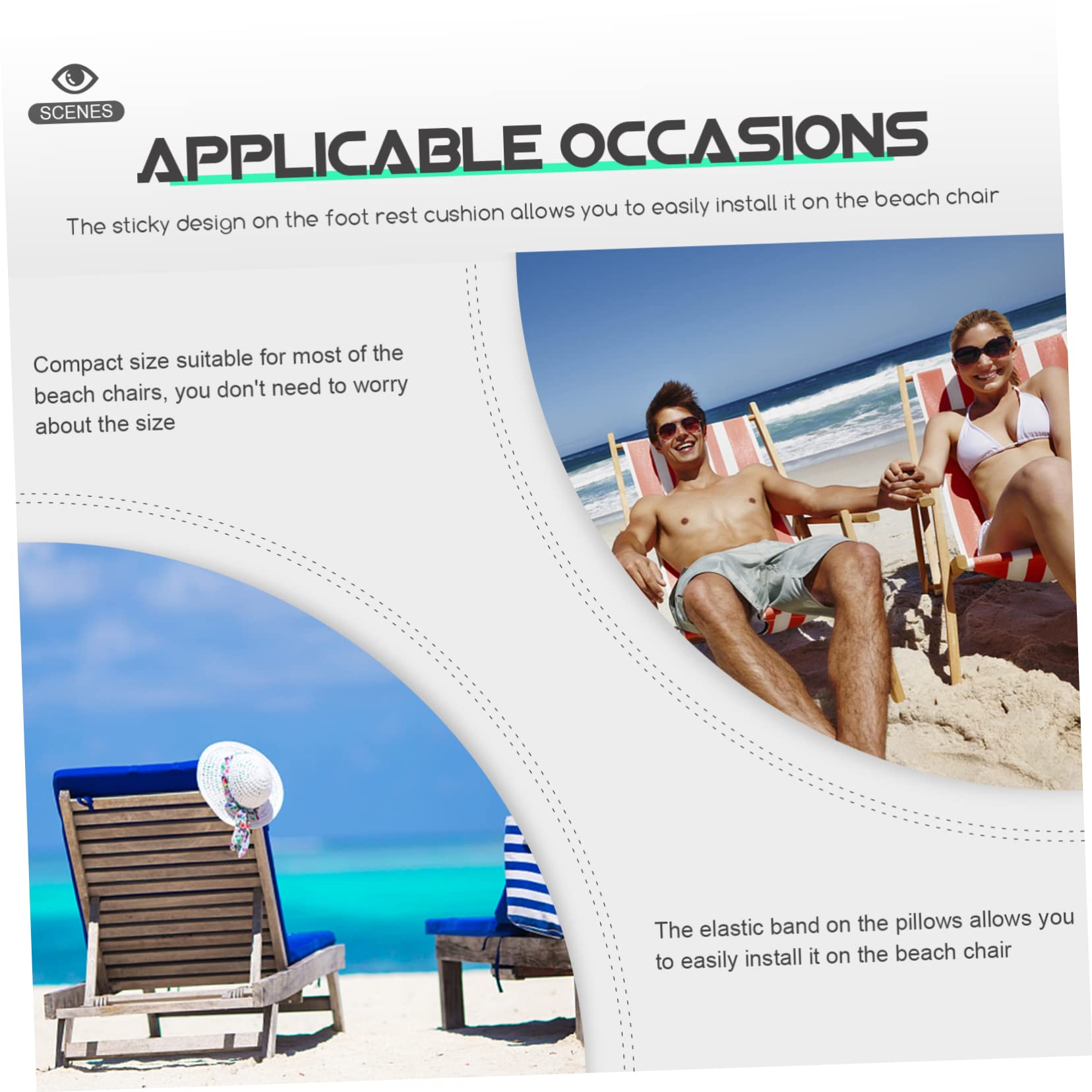 ABOOFAN 2 pezzi Cuscino Poggiatesta per Sedia da Spiaggia Morbida con Fascia Elastico Supporto Ergonomico e Comfort per Sedie Pieghevoli da e Casa