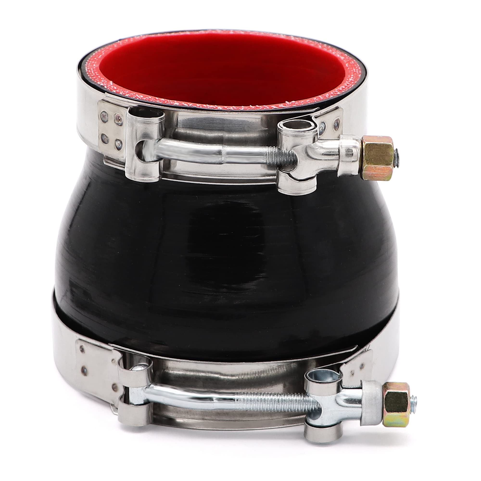 TuoLauthon 3.75" To 4" Straight Silicone Reducer Coupler With 2 T-Bolt Clamps - 4-Ply Reinforced For Turbo Piping