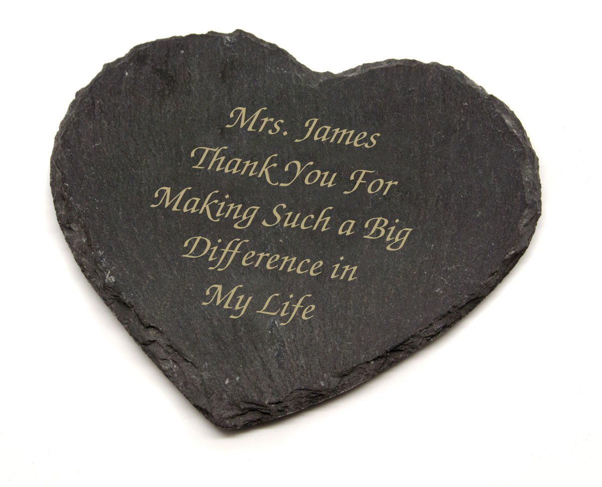 County Engraving Personalised Heart Slate Coaster, Laser Engraved Teachers Gift Idea - Enter Your Own Custom Text (Heart Shaped Coaster)