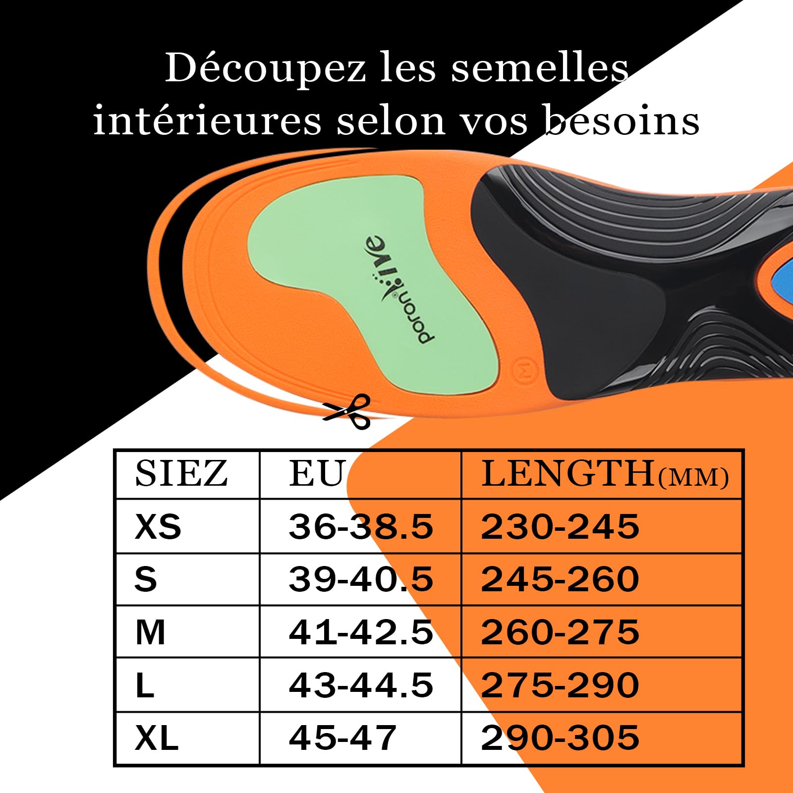 Semelles Orthopédiques, Semelle Voute Plantaire Confort,Applicable à Fasciite Plantaire, Epine Calcaneenne, Pieds Plats,Convient aux Chaussures de Sportet aux Sécurité 36-47 EU