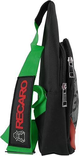 Miniatura 5 de BRIDE - Mochila cruzada de pecho RECARO con hombro verde, Negro