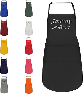 Personalized Apron with Hat - Chef Aprons for Men & Women with Name - Custom Aprons for Cooking, Painting, Crafting, Salon