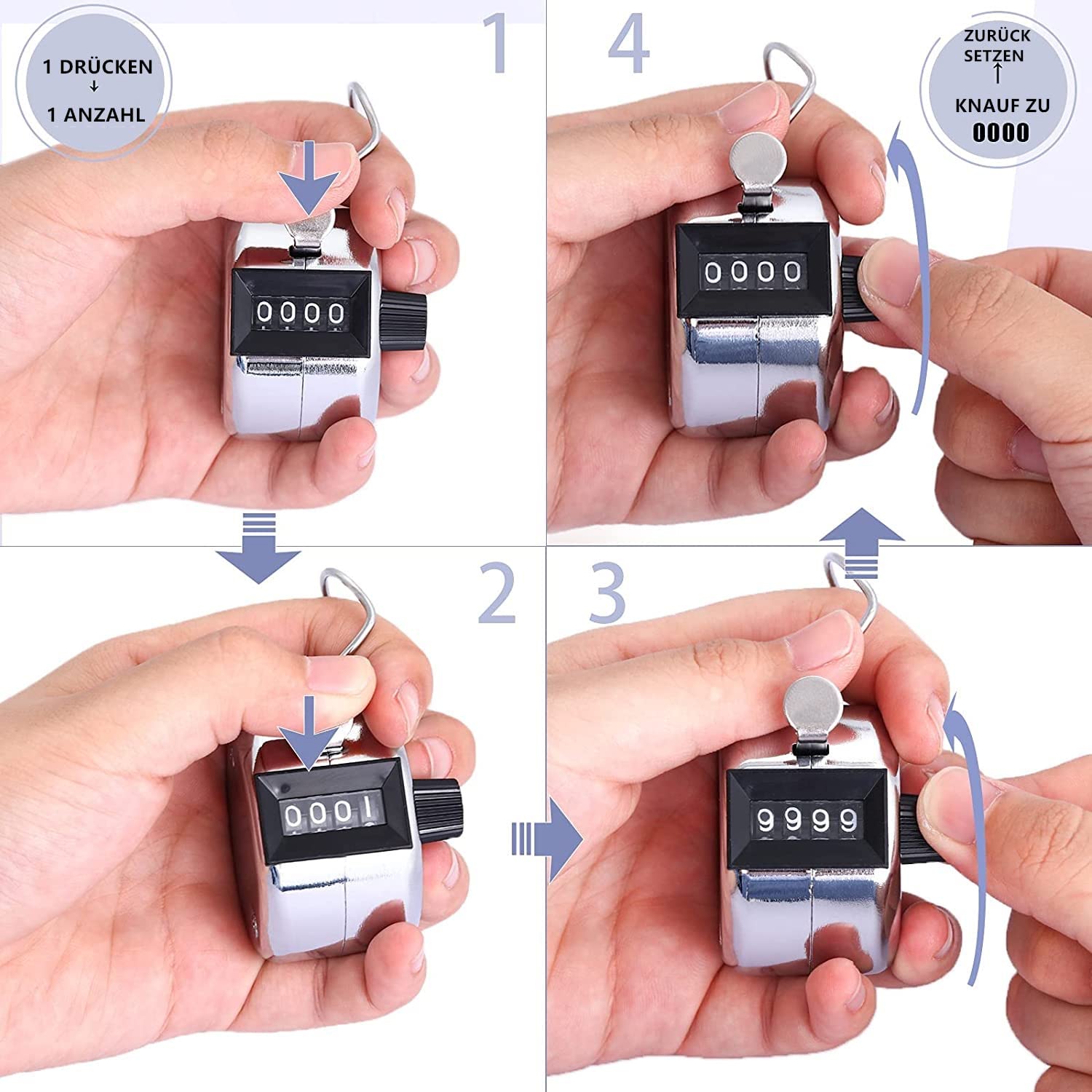 Contatore clicker per dita, impermeabile, con controllo tattile Contatore clicker per dita, impermeabile, con controllo tattile