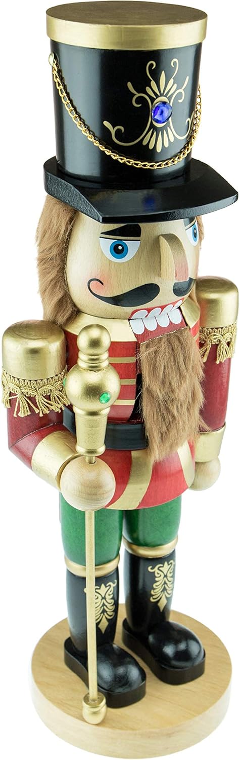 Clever Creations Functional Red Soldier 17 Inch Traditional Wooden Nutcracker, Festive Christmas Décor for Shelves and Tables
