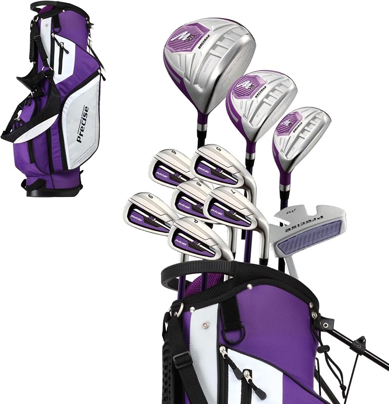 M5 - Women's Golf Club Set - Purple | Titanium Driver, Fairway & Hybrid, Irons Through Wedge, Putter, Headcovers, Graphite Shafts, Petite To Tall