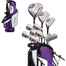 Precise M5 Womens Golf Clubs Set Complete Right-Handed Set with Titanium Driver, S.S. Fairway & Hybrid, 5-PW Irons, Putter, Stand Bag & Headcovers Graphite Shafts Purple Petite/Standard/Tall