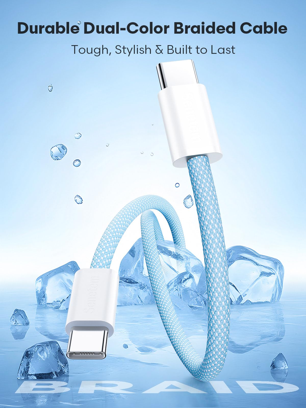 Kabel USB C na USB C, 3 szt., 60 W (20 V/3 A), długi przewód do szybkiego ładowania do iPhone'a 15 16 Pro Max Plus, Samsung Galaxy S24/S23 S22, MacBook/iPad/Pixel/Apple/Android USB-C