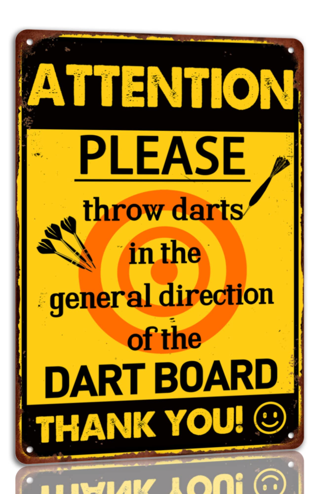 SMAZDFXX Attention! Please Throw Darts In The General Direction Of The Dart Board Thank You Tin Sign Man Cave Bar Wall Decor Metal Signs 5.5"x8"