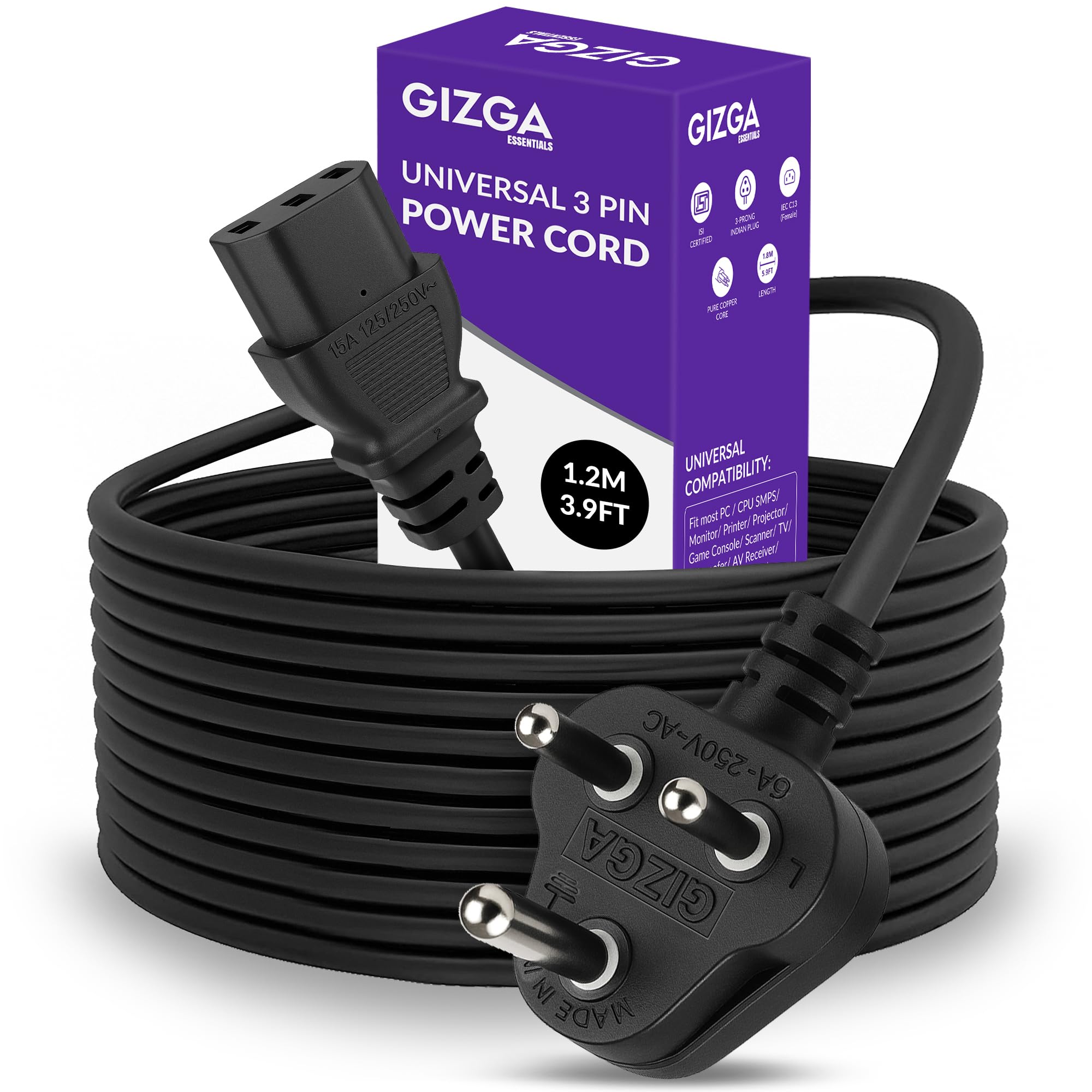 Amazon.in: Buy Gizga Essentials Universal 3 Pin Power Cord (1.2M