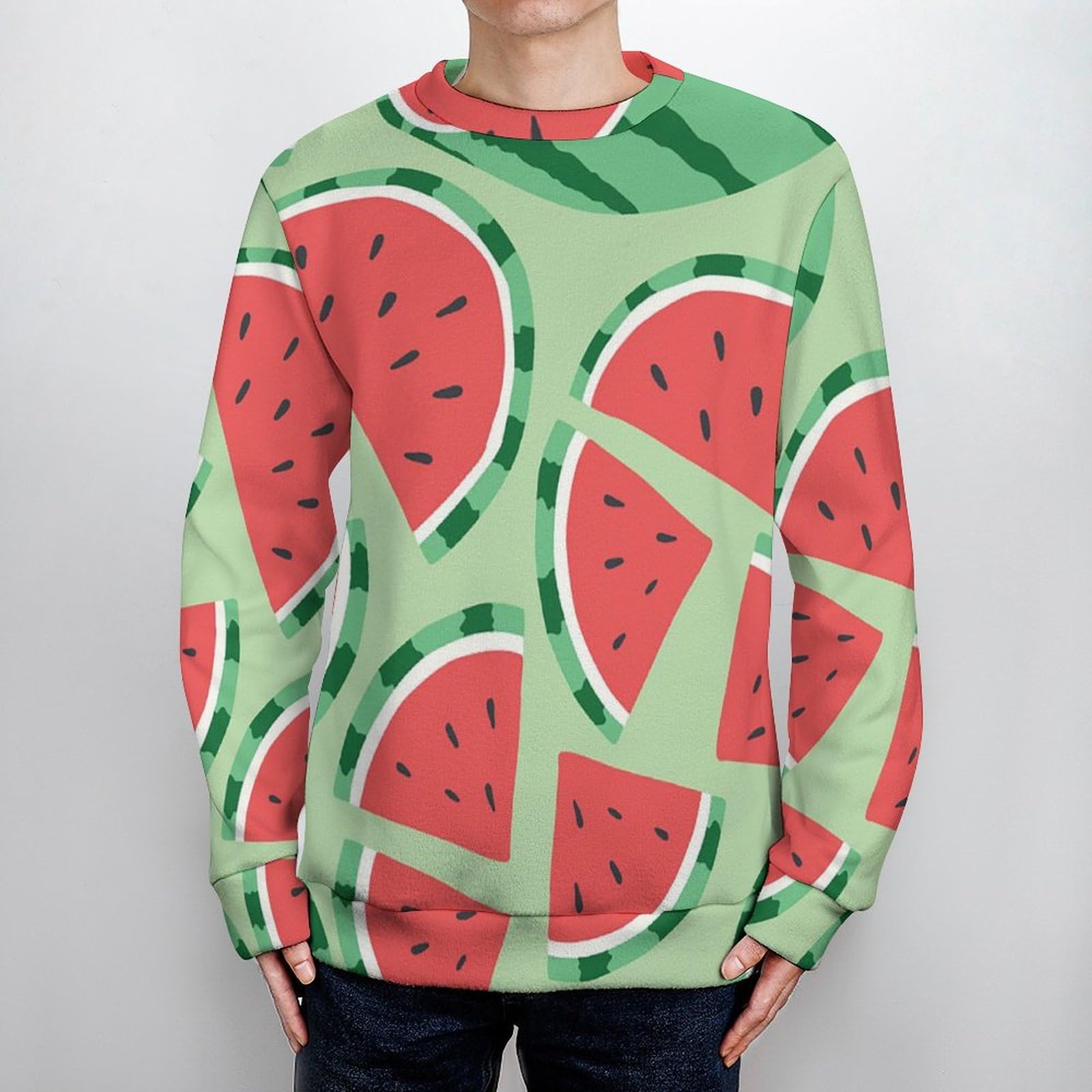 Amazon.co.jp: ニット 秋服 フルーツ柄 スイカ セーター メンズ  