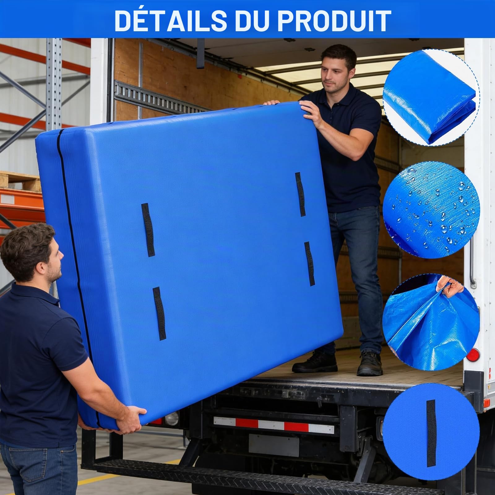 Housse de Déménagement Matelas, Housse de Protection Matelas pour Déménagement et Stockage Imperméable Indéchirable Équipée de 8 Poignées Renforcées et d'une Fermeture Éclair (160 x 200 cm)