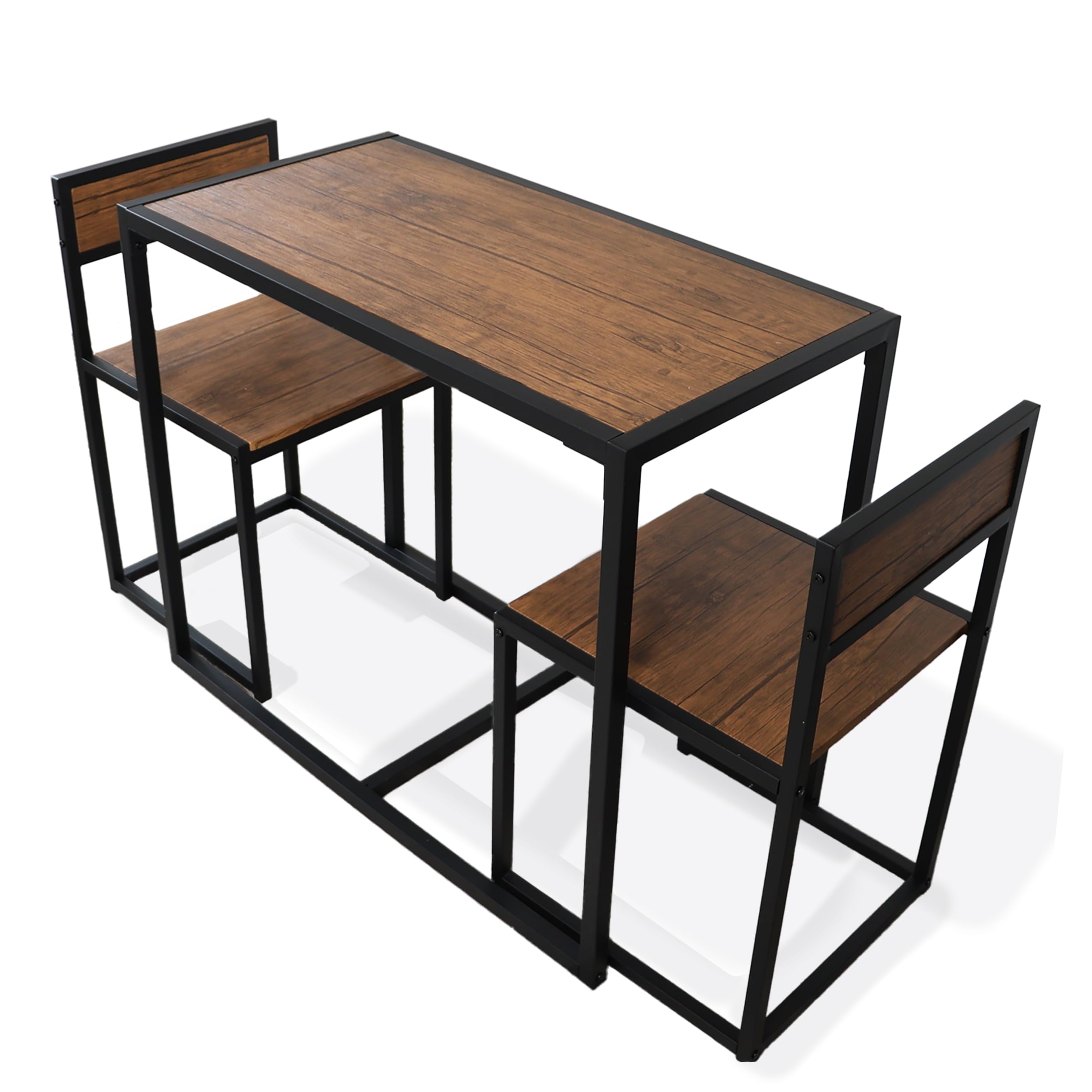 DIVCHI 3 Piece Dining Table Set Kitchen Table & Chair Sets For 2 Breakfast Bar Table And Chairs Set With Space Saving Design For Dining Room Living Room & Kitchen (Brown)