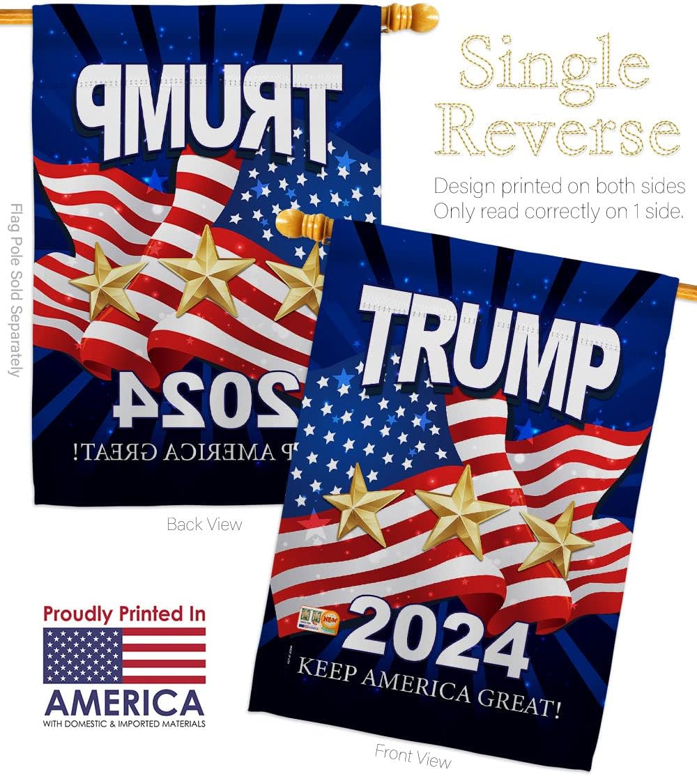Trump Pence 2020 House Flag Patriotic President Democrat Republican Tea Party United State American Election Small Decorative Gift Yard Banner Made In USA 28 X 40
