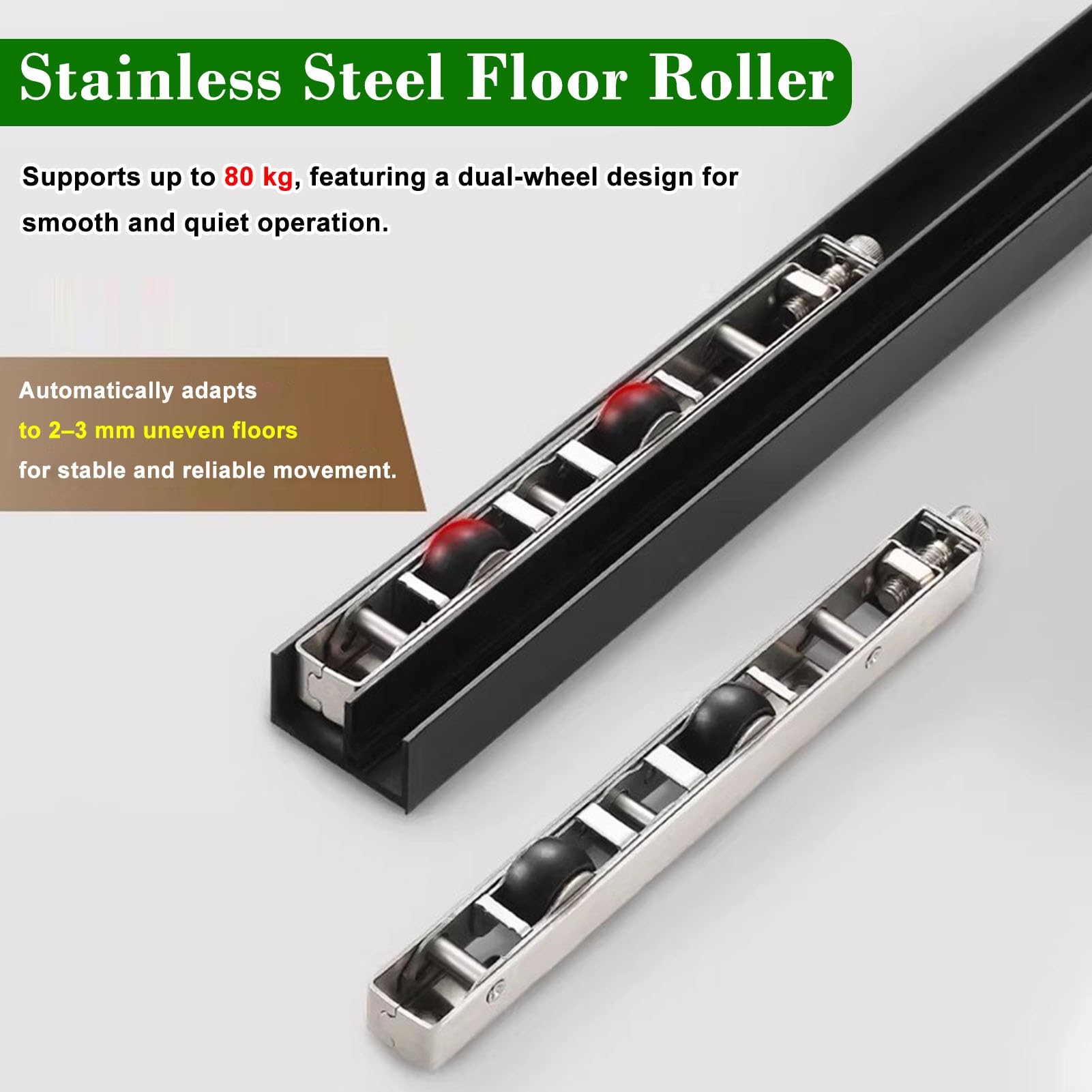 Kit Puerta Corredera Herrajes para Puerta Corredera Invisible Sin Riel, Riel Oculto con Cierre Suave para Efecto de Puerta Flotante, Riel de Puerta de Aluminio Negro(72cm(28.3in))