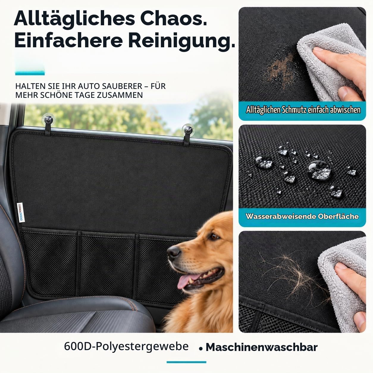 Durapower Auto-Türschutz für Hunde, extra groß und dick, Kratzfest, wasserdicht, für LKW, Innenverkleidung, SUV, universal, 600D, Schwarz, 2 Stück