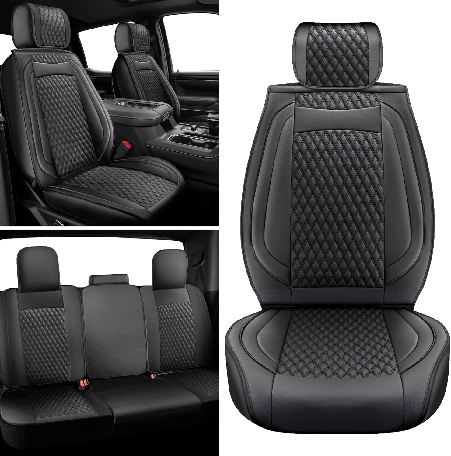 Octomo Juego completo de fundas de asiento para Chevy Silverado GMC Sierra 2007-2023 1500 2500HD 3500HD Pickup Truck impermeable cuero Crew Double