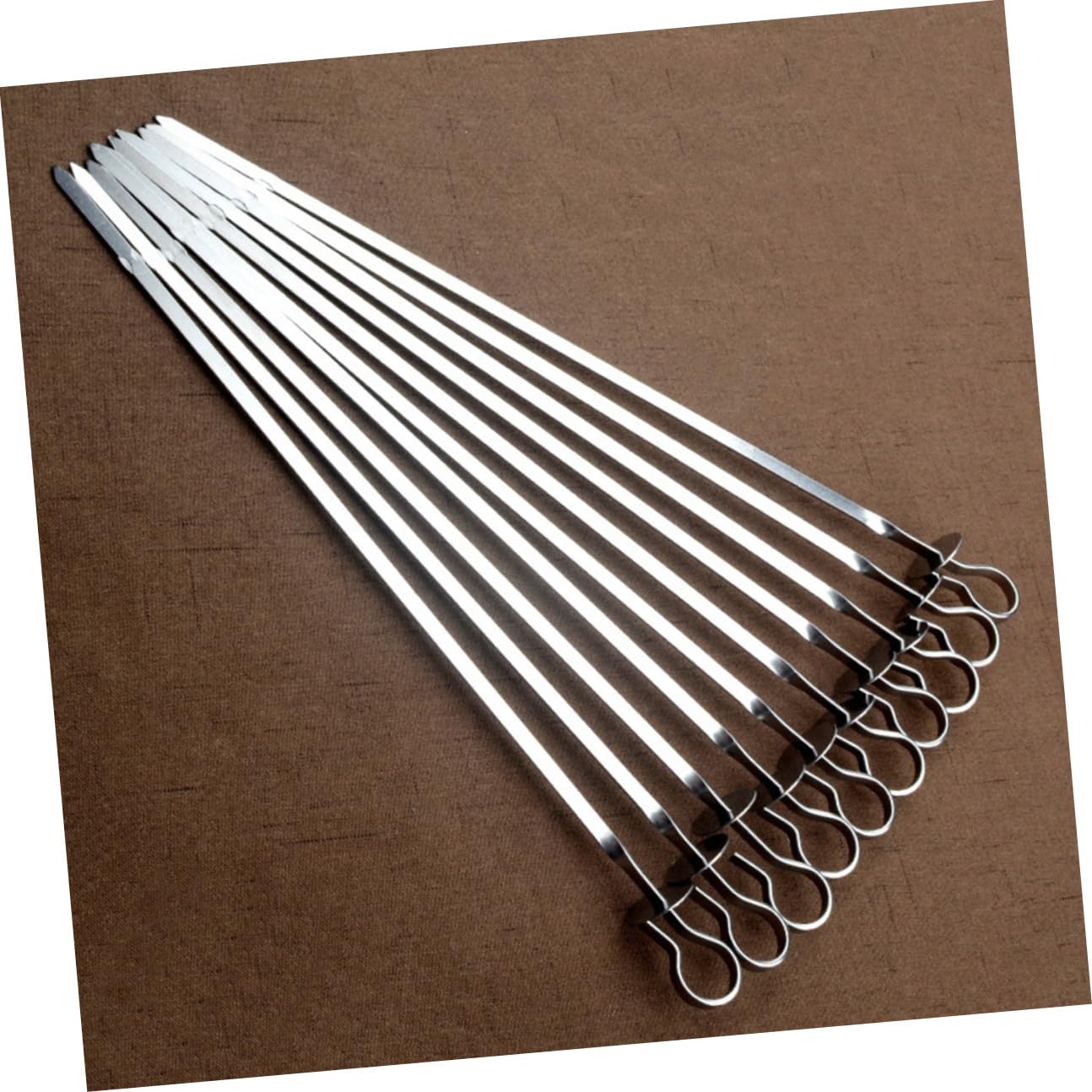 20 Pezzi Spiedini in Acciaio Inossidabile per Barbecue Manico ad Anello, Facili da Usare, Spiedini Piatto Rinforzati per Grigliare Carne e Verdure