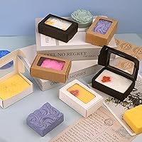 Vista 6 de Moukiween 30 cajas de jabón multicolor para jabón casero, 3.54 x 2.36 x 1.18 pulgadas, cajas de regalo de embalaje de jabón con ventana, pequeñas