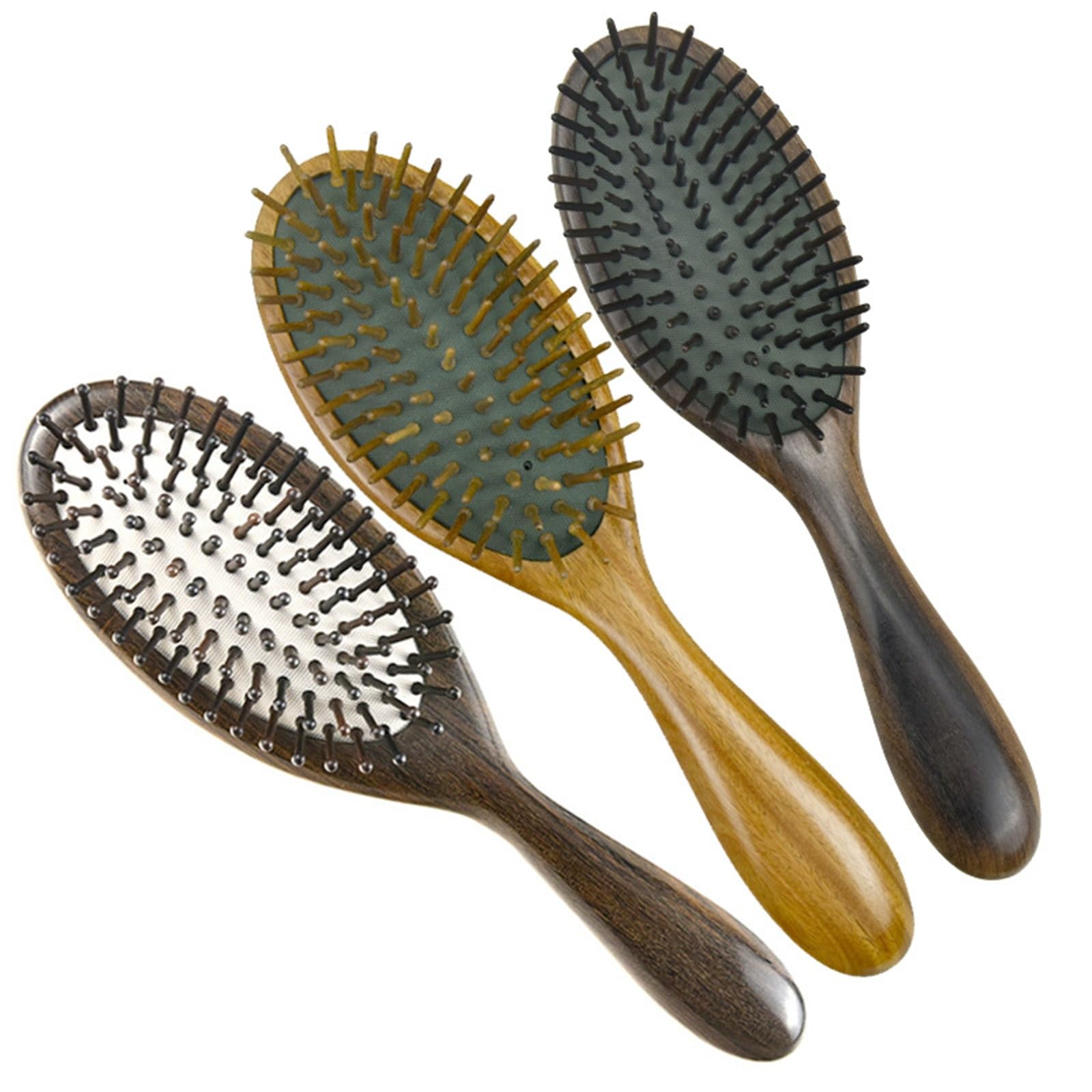 Peine de Madera Peine de masaje con cojín de aire de sándalo verde for el hogar, peine grande for cabello largo y rizado femenino.(1)
