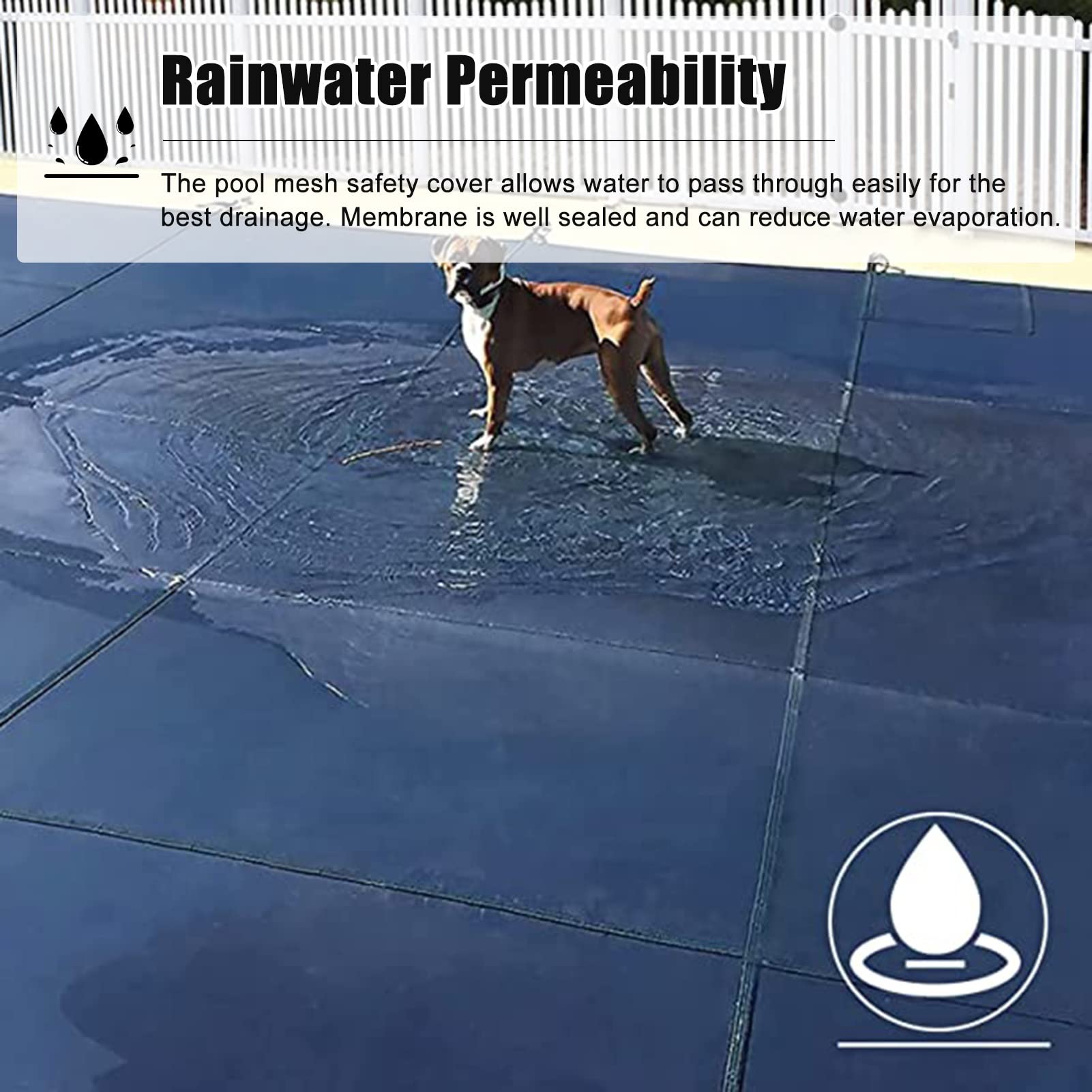 Cobertor Solar para Piscinas Cubierta de seguridad para piscina enterrada/sobre el suelo, cubierta de red de hoja de piscina a prueba de lluvia a prueba de polvo azul invierno con instalación del har