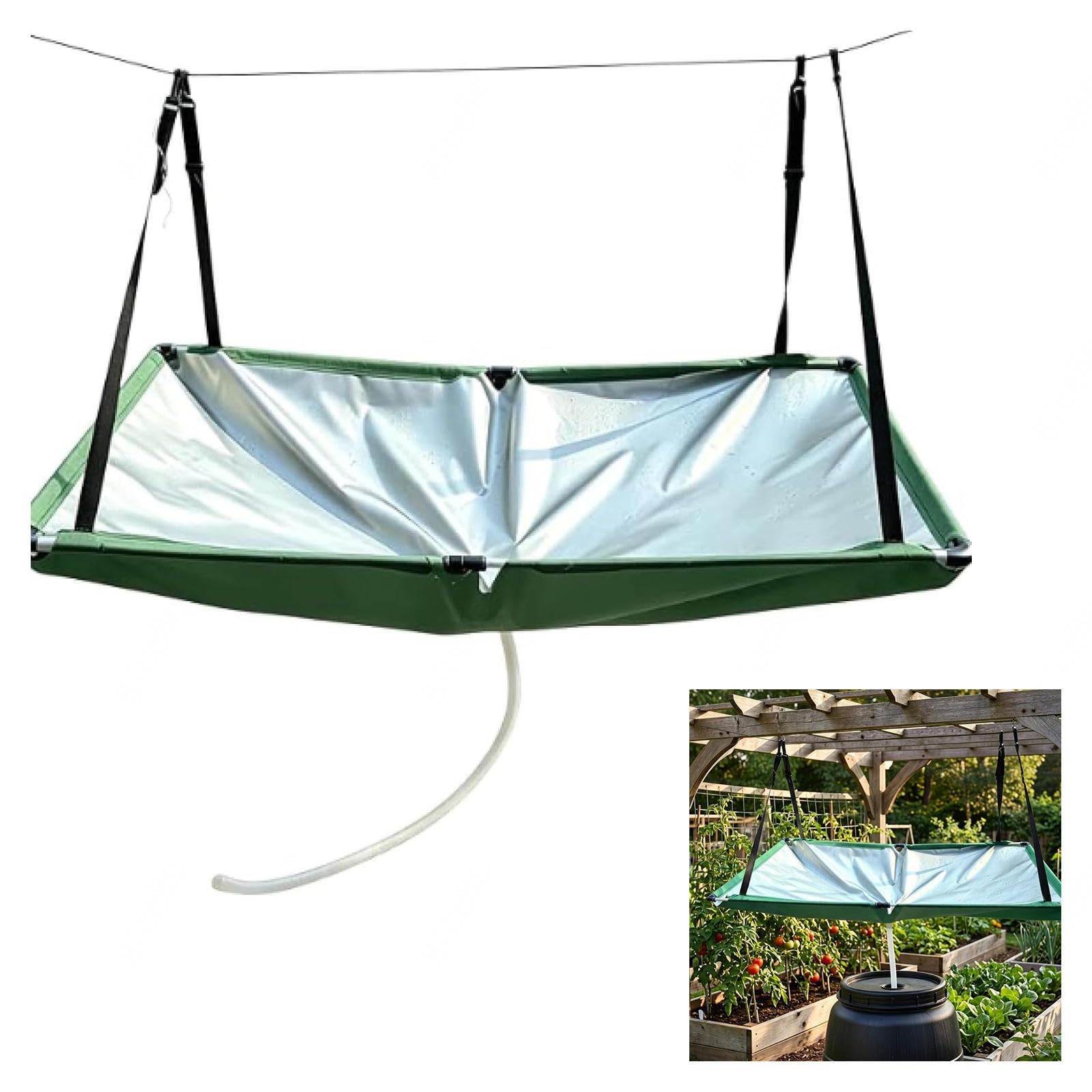 Raccoglitori D'acqua Piovana per Giardino Rapido Da Installare E Facile Da Riporre Recipiente per La Raccolta Dell'acqua Piovana Per Prato, Cortile, Giardino, Balcone E Campeggio,3pc