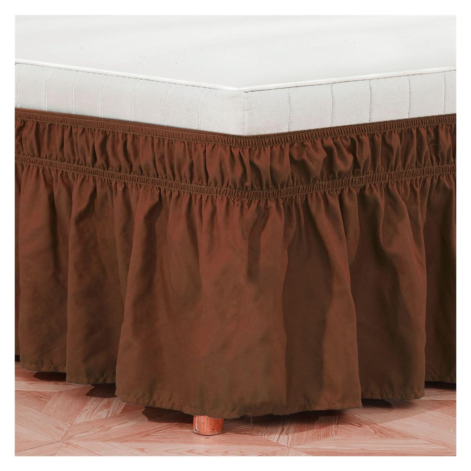 WENYOG Bed skirts Wrap Around Bed Skirt Queen King Size White Skirts Light Grey Solid Hotel Ruffles For Decoration(Chocolate,200x200x38cm)