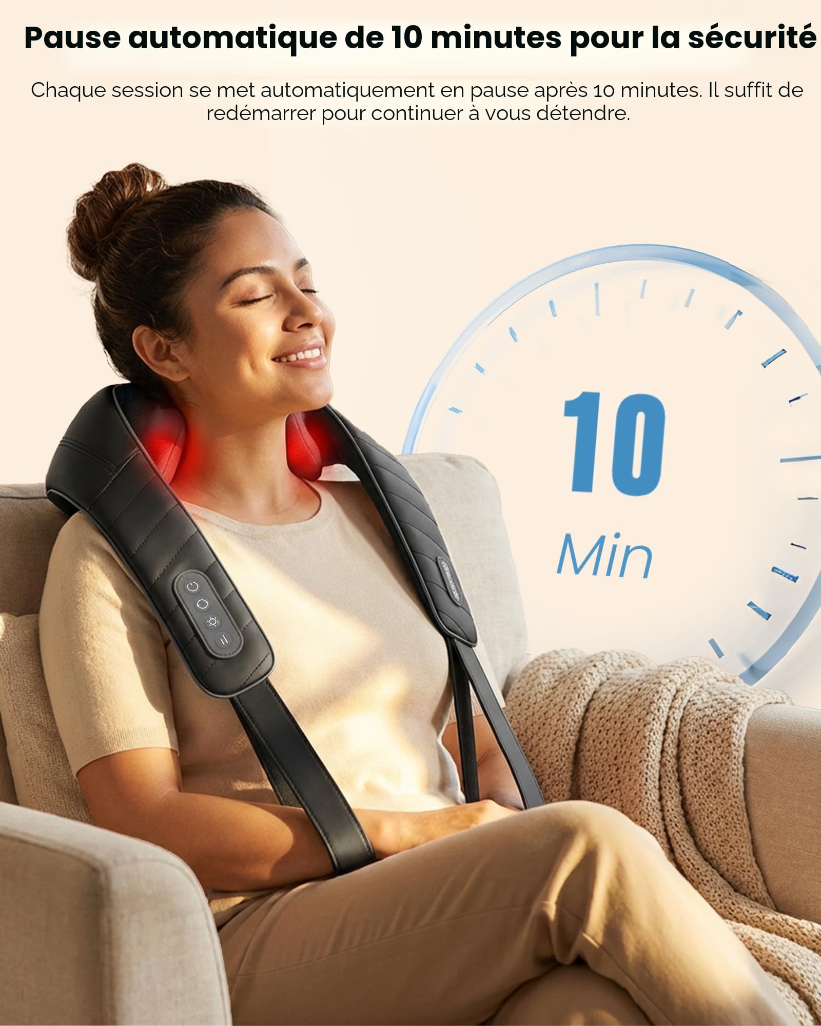 COMFIER Appareil de massage de la nuque, des épaules et du cou sans fil 6D, avec 2 niveaux de chauffage, housse lavable, massage en tissu profond, cadeau pour maman et papa