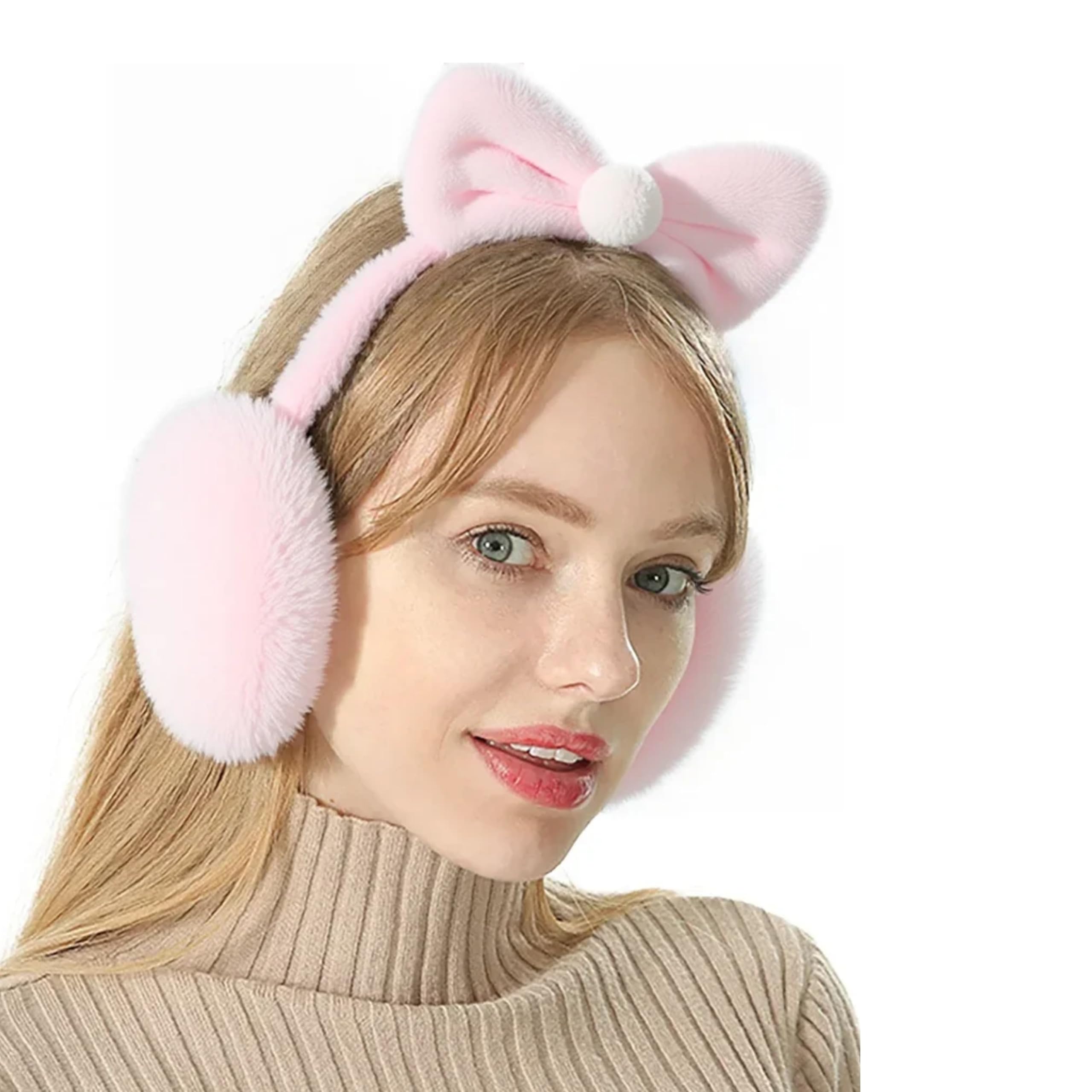 TOMORROW Ear Muffs for Women - Winter Ear Warmers - Soft & Warm Cable Knit Furry Fleece Earmuffs - Ear Covers for Cold Weather-image-8