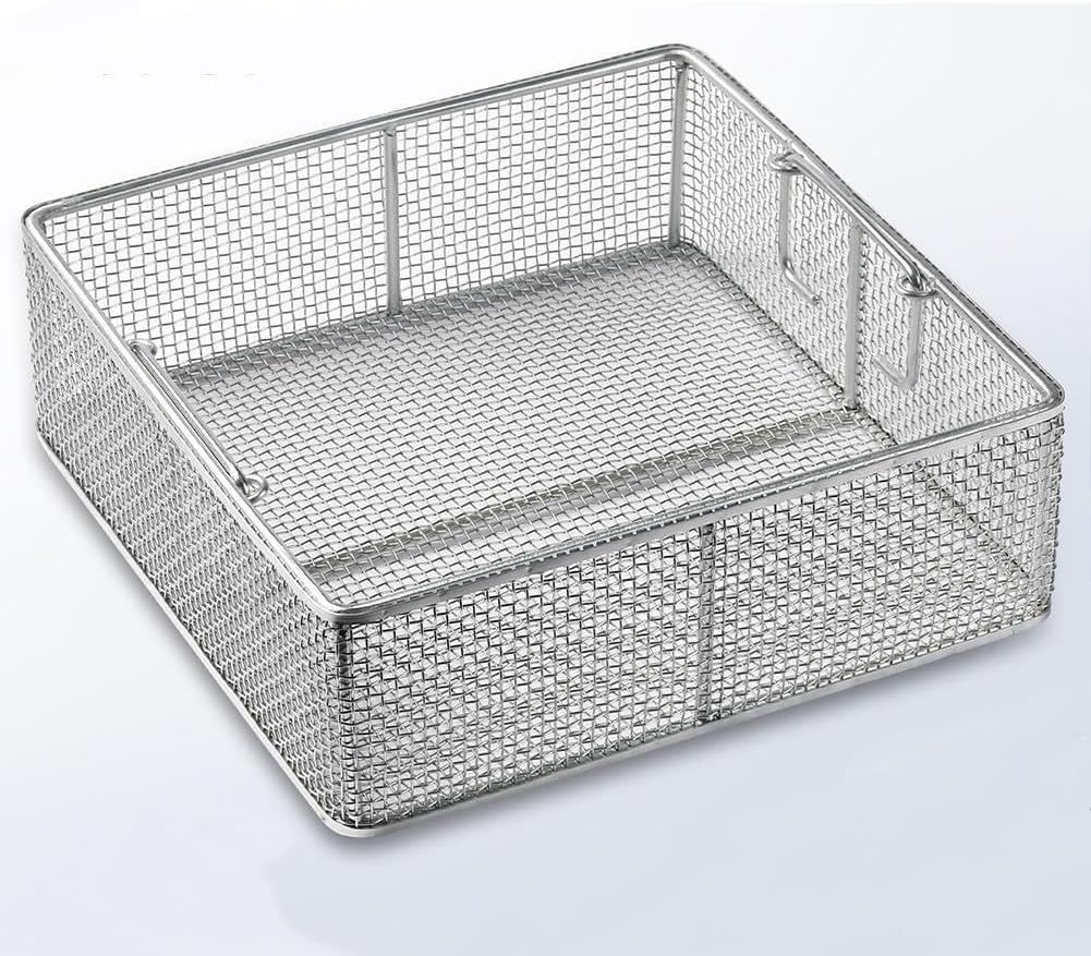 Cesta de esterilización con Malla 4 milímetros, Fabricada en Acero Inoxidable 304(40 * 40 * 10cm)
