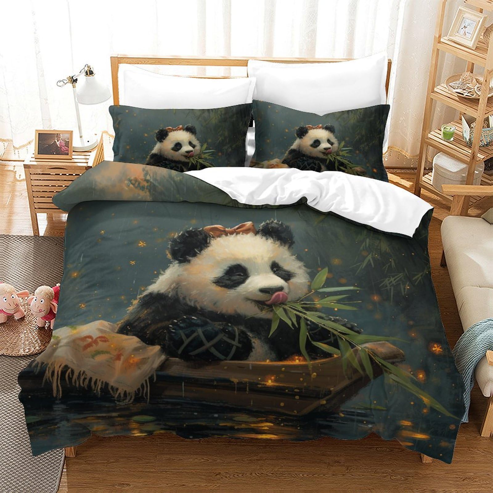 Ensemble de literie panda 3D en microfibre super douce et respirante 200x200