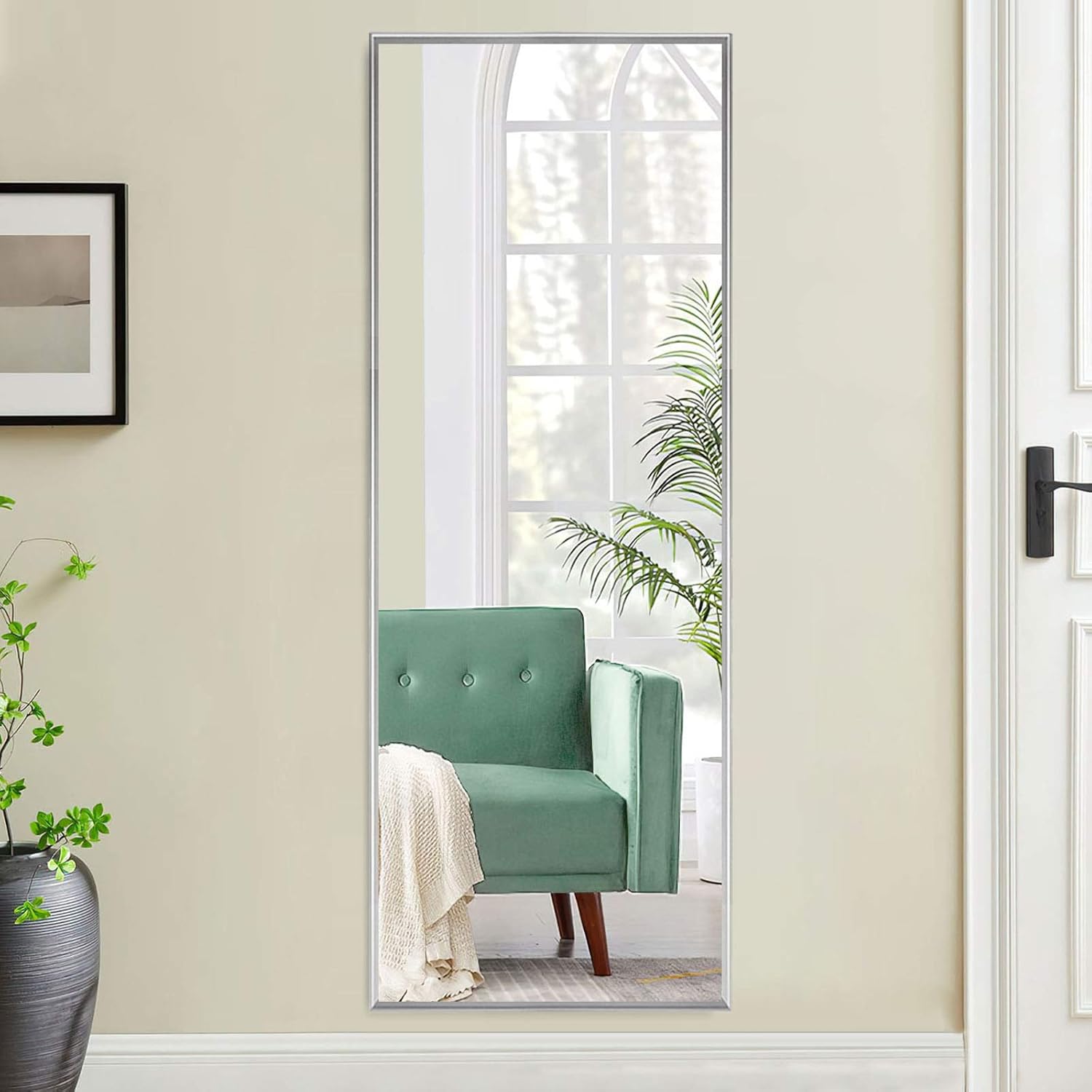 MAYEERTY Full Length Floor Mirror Full Body Standing Wall Mounted Leaning Hanging Mirrors for Bedroom Bathroom Living Room (Silver, 65"x22") (JJ00372ZZV-USAM005) : Home & Kitchen