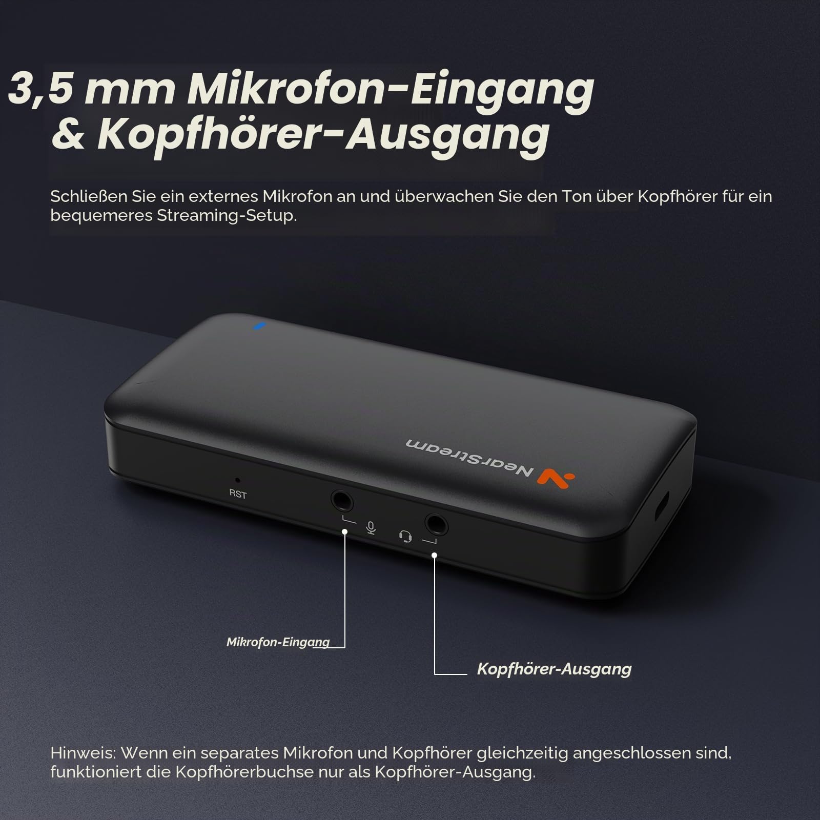 NearStream CCD10 HDMI-Capture-Card, 4K60 Passthrough & 1080p60 Aufnahme, USB 3.0,Ultra-Niedrige Latenz,3,5mm Audio,Für PS5, PS4, Xbox, Switch, PC, Streaming & Recording
