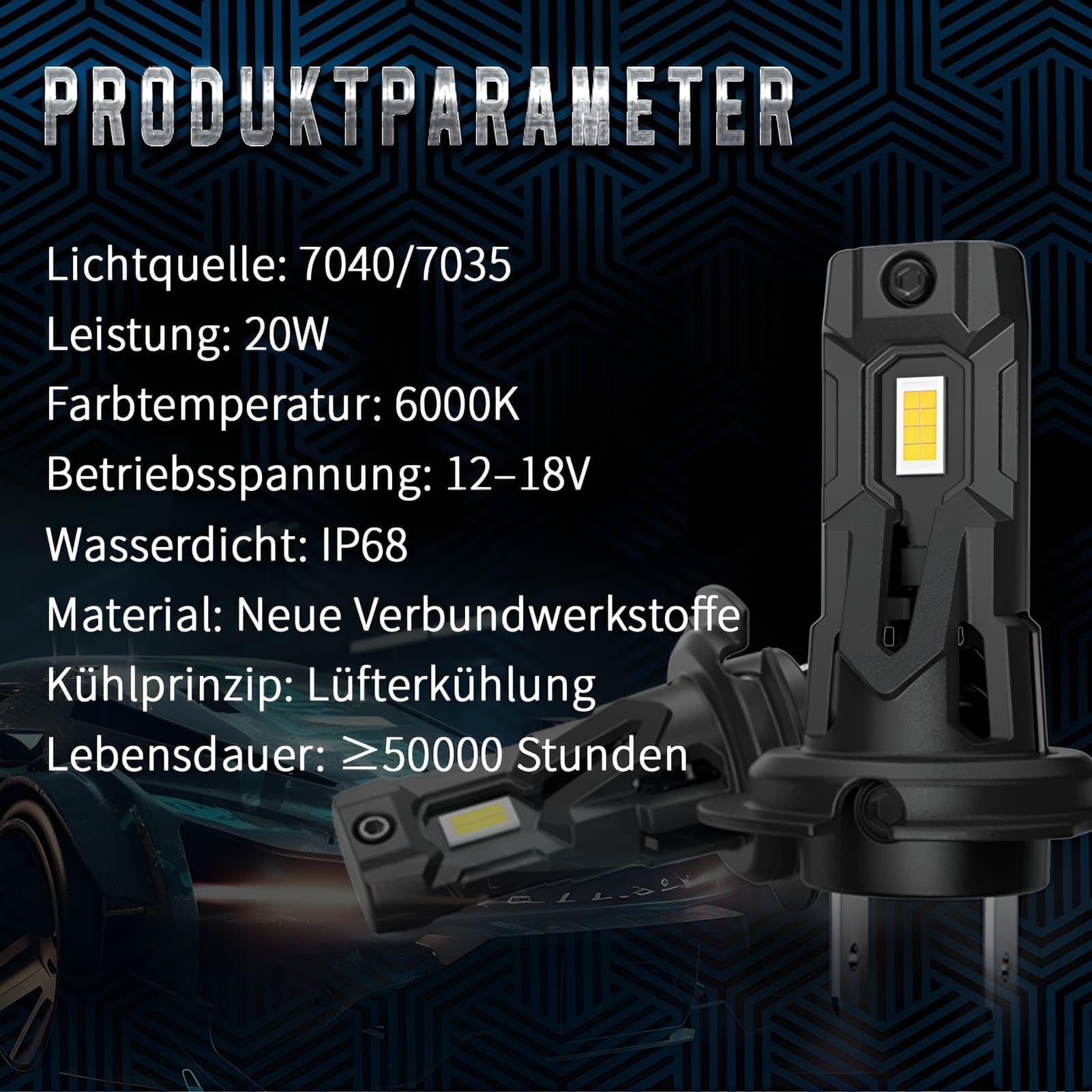 H7 Lampe Auto Halogen 12V 60W 6000K Kaltweiß, H7 Scheinwerfer Birnen für Abblend- & Fernlicht, Superhelle Ersatzbirnen mit Plug & Play Installation, Verbesserte Sicht bei Nacht, 2er Pack