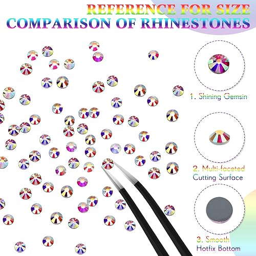 Miniatura 4 de Cindeer 14400 unidades de diamantes de imitación termoadhesivos de cristal de gran cantidad con parte trasera plana, diamantes de imitación de