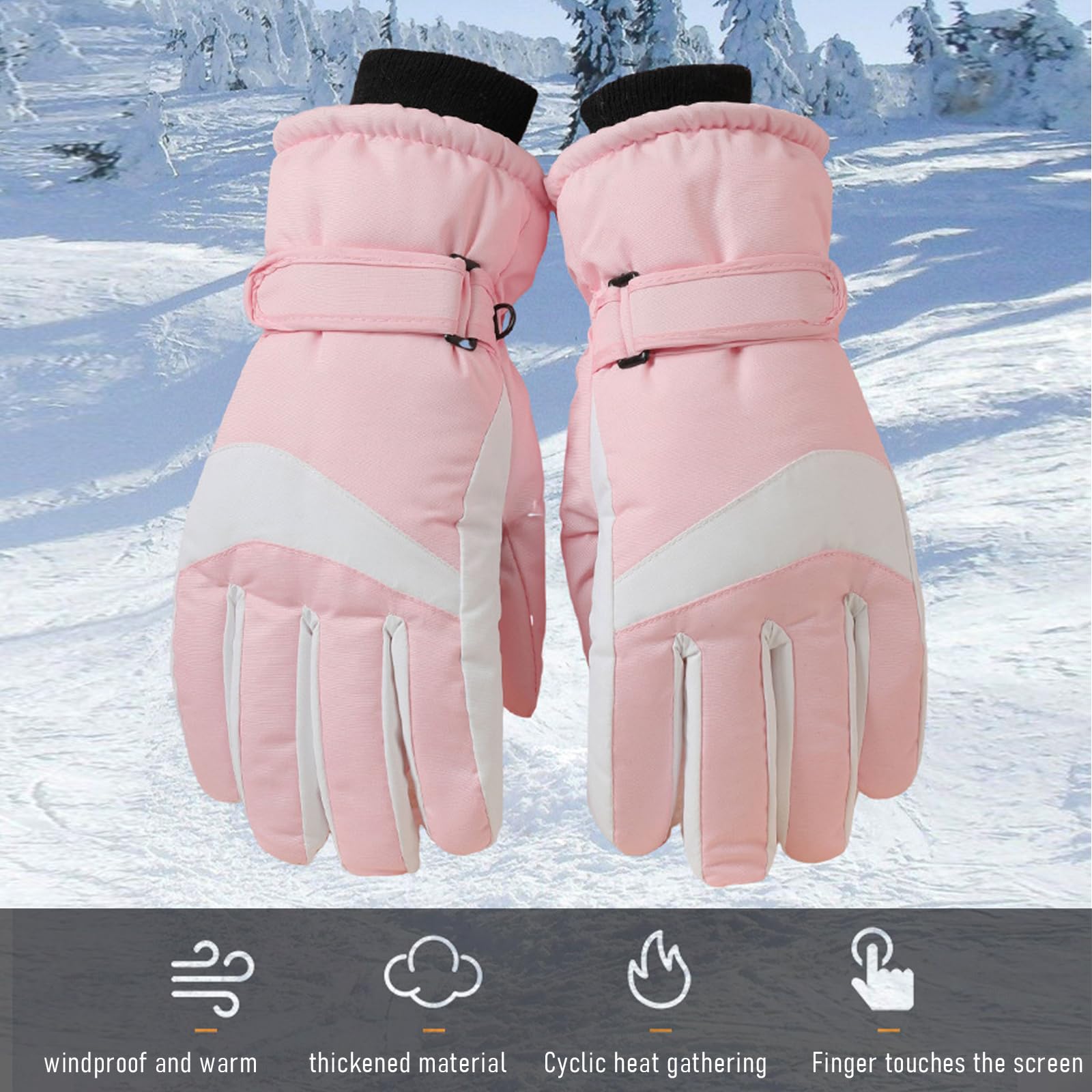 Guantes de Esquí Impermeables Térmicos para Mujer con Pantalla Táctil - Nieve Ski Snowboard