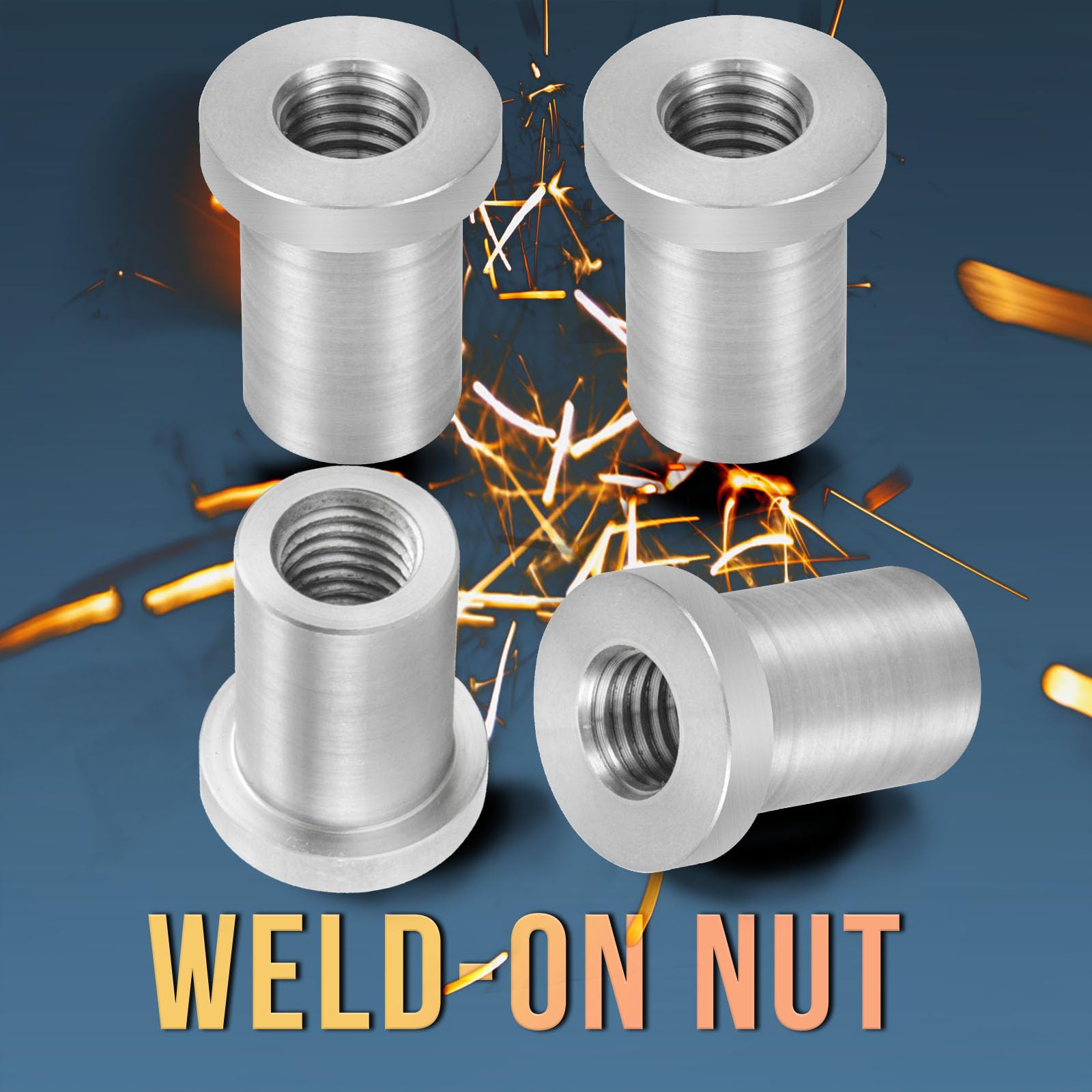 Weld-On Nut 1 2-13 Thread Long Threaded Stepped Female Weld Nut Steel Chassis Mount Tab Pack of 4 — view 7