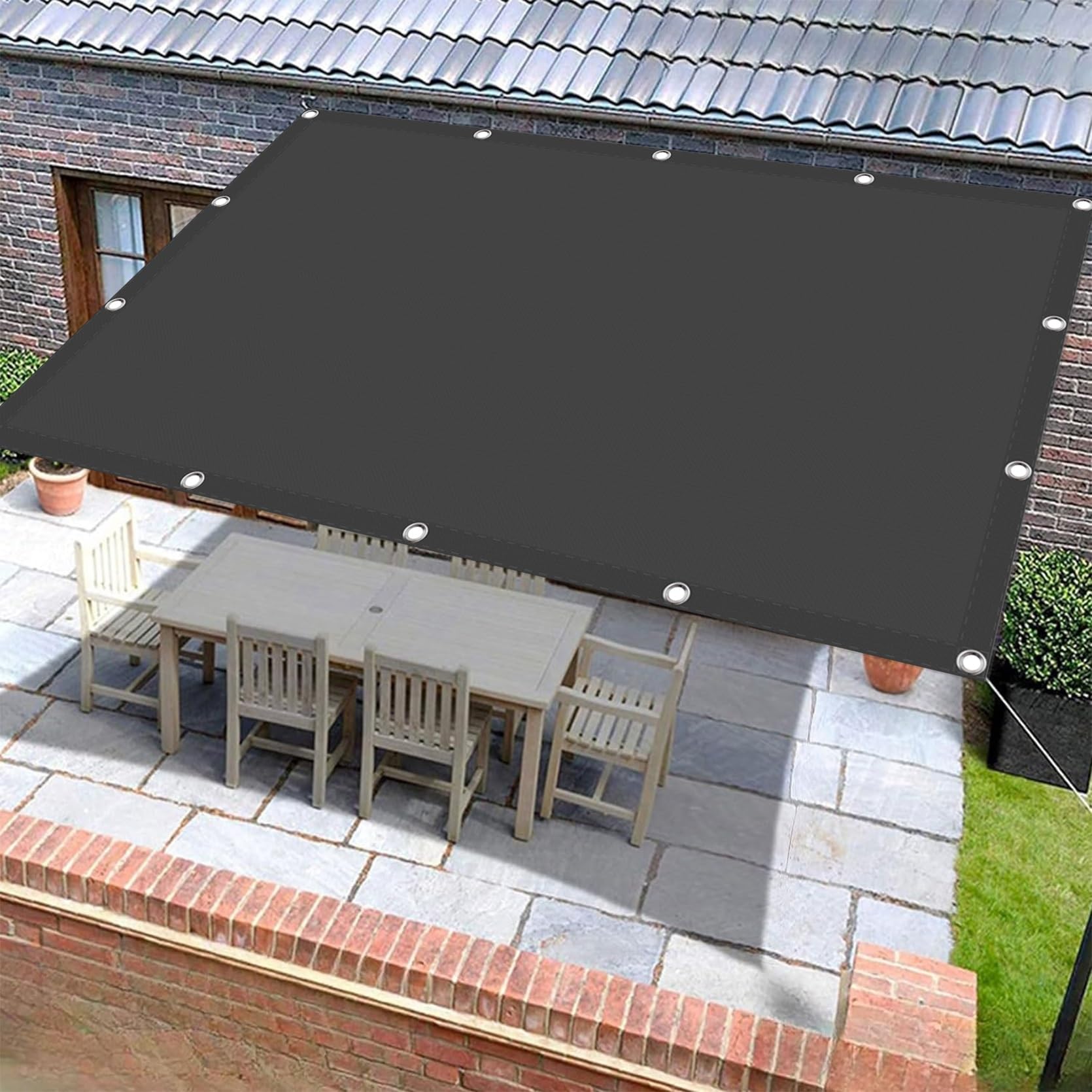 Toile Ombrage Auvent 180 x 250 cm Imperméable Protection UV 98% Rayons Filet Dombrage Filet Brise Vue pour Extérieur, Jardin, Terrasse, Gris Foncé