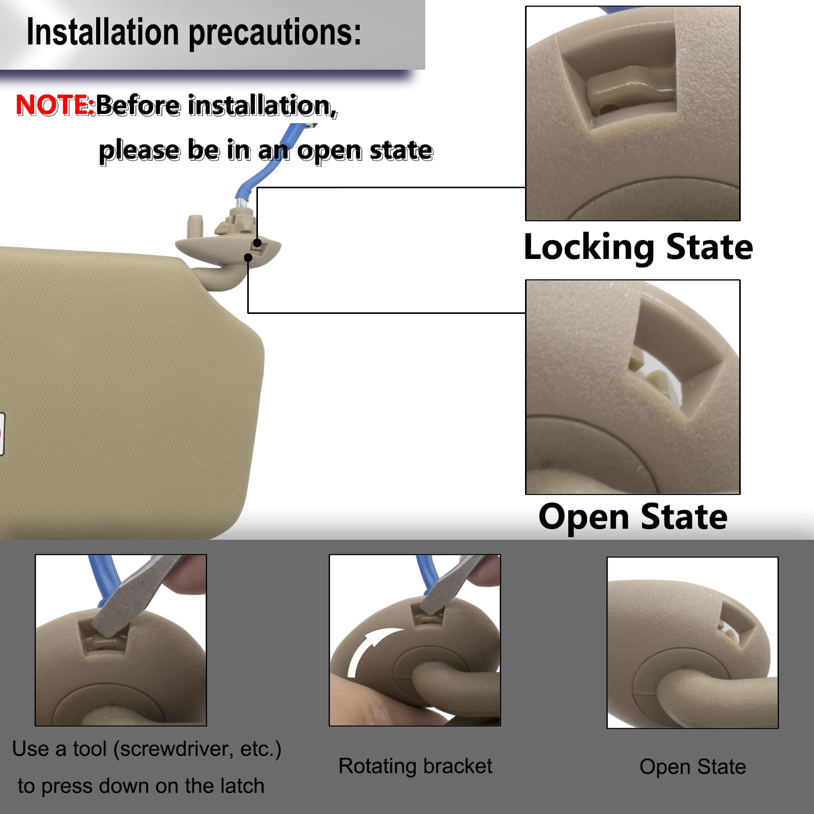 Passenger Right Side Sun Visor Replacement Compatible With Honda