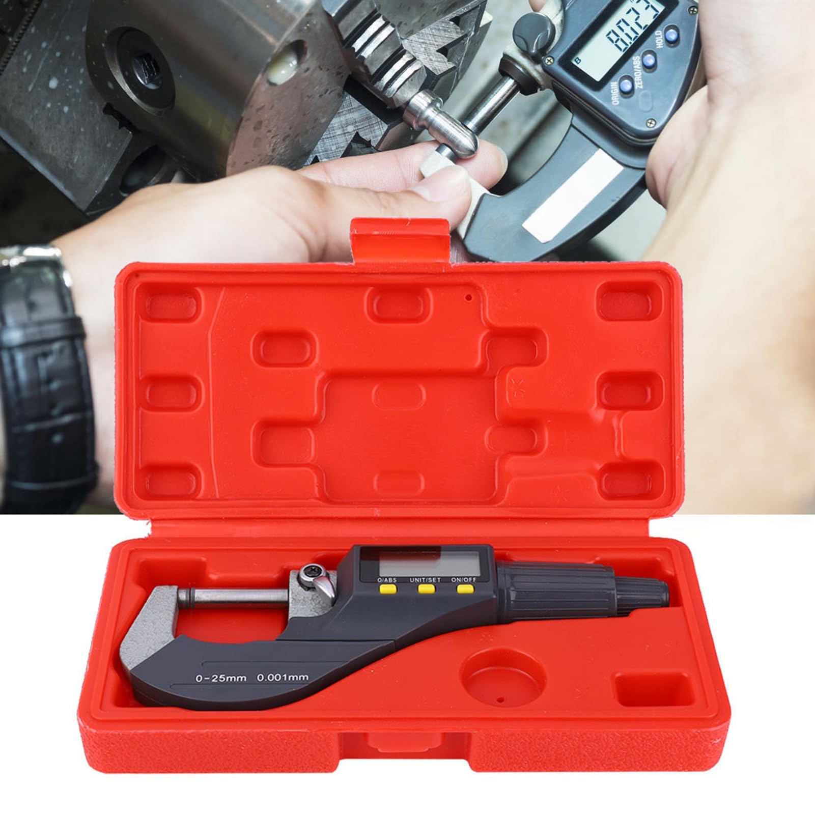 Calibrador micrométrico electrónico digital Herramienta de medición de precisión de 0,001 mm con pantalla LCD para ingenieros mecánicos y entusiastas del bricolaje Construcción de (0-25 mm)