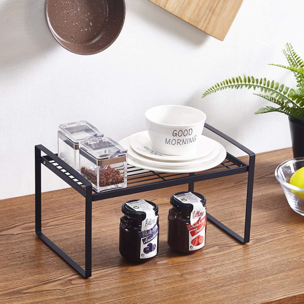 SHIOK DECOR™Kitchen Counter Shelves|Shelf Steel Stackable countertop|Counter Storage (Black) Make in Bharat-image-13