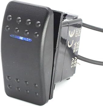 X-Haibei Marine 2 Position Rocker Switch On Off 12V 24V Spst Waterproof 3 Pin Blue LED Light