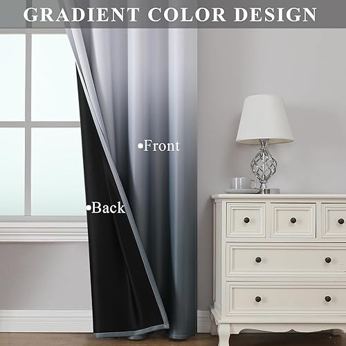 Miniatura 3 de Estelar Textiler Cortinas opacas degradadas para sala de estar, 84 pulgadas de largo, cortinas de eficiencia energética con aislamiento térmico y