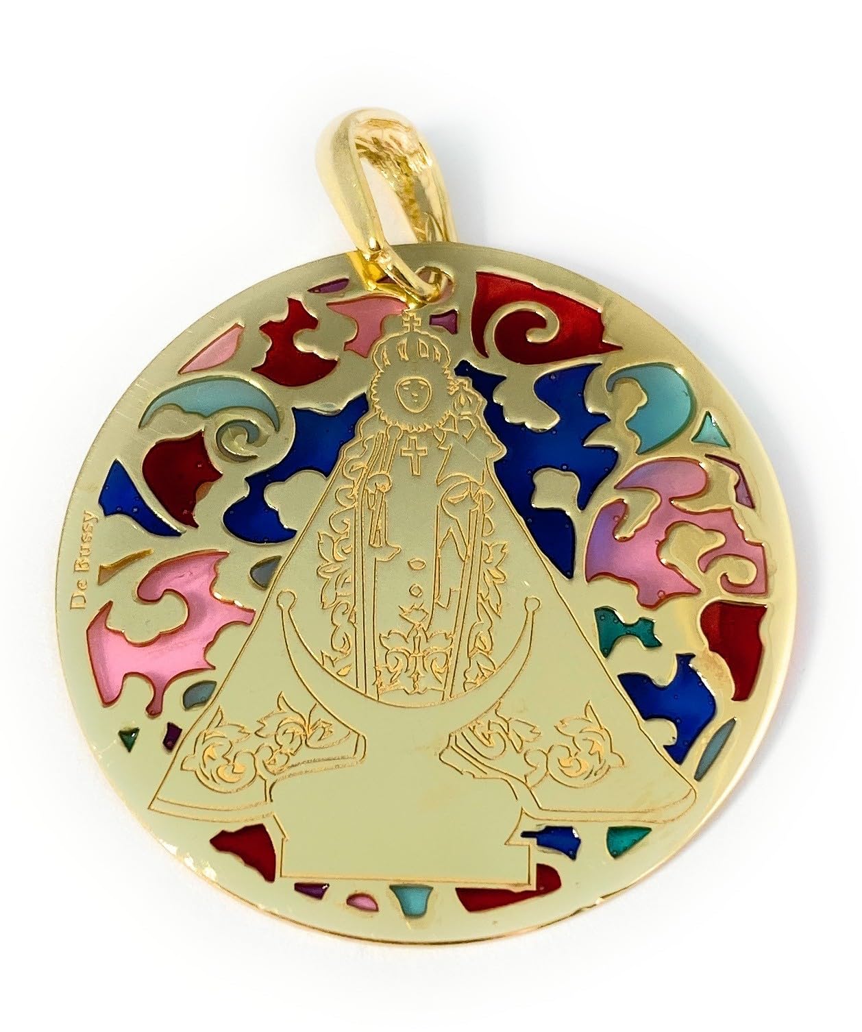 Medalla de la Virgen de Fátima plata de ley 925mm y esmalte®